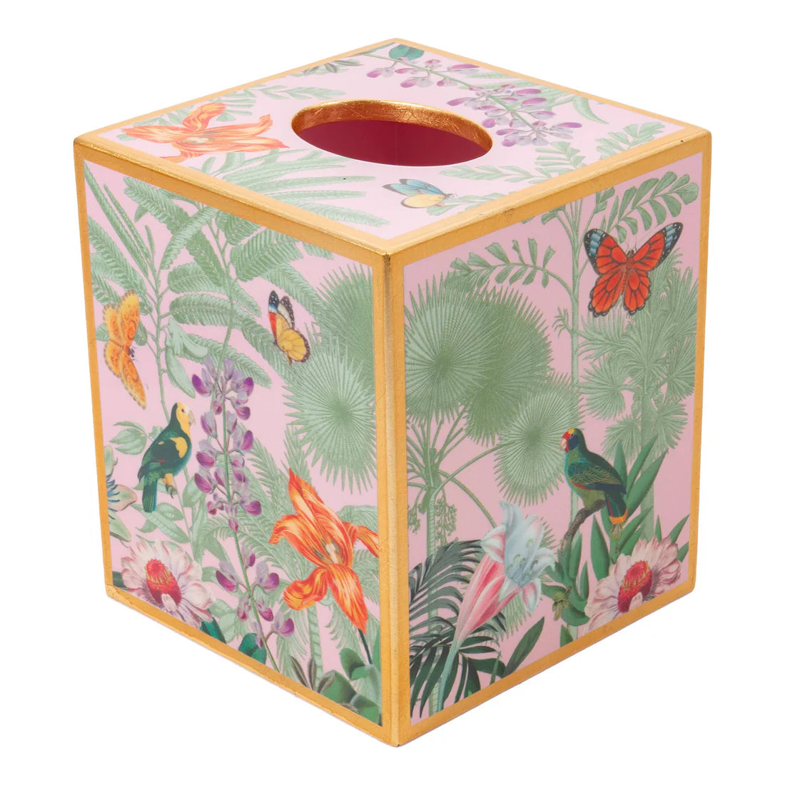 Caspari Paradise Garden Square Lacquer Tissue Box Cover