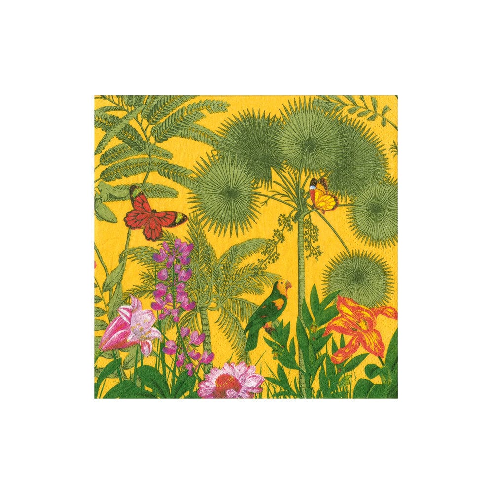 Caspari Paradise Garden Canary Cocktail Napkins, Yellow