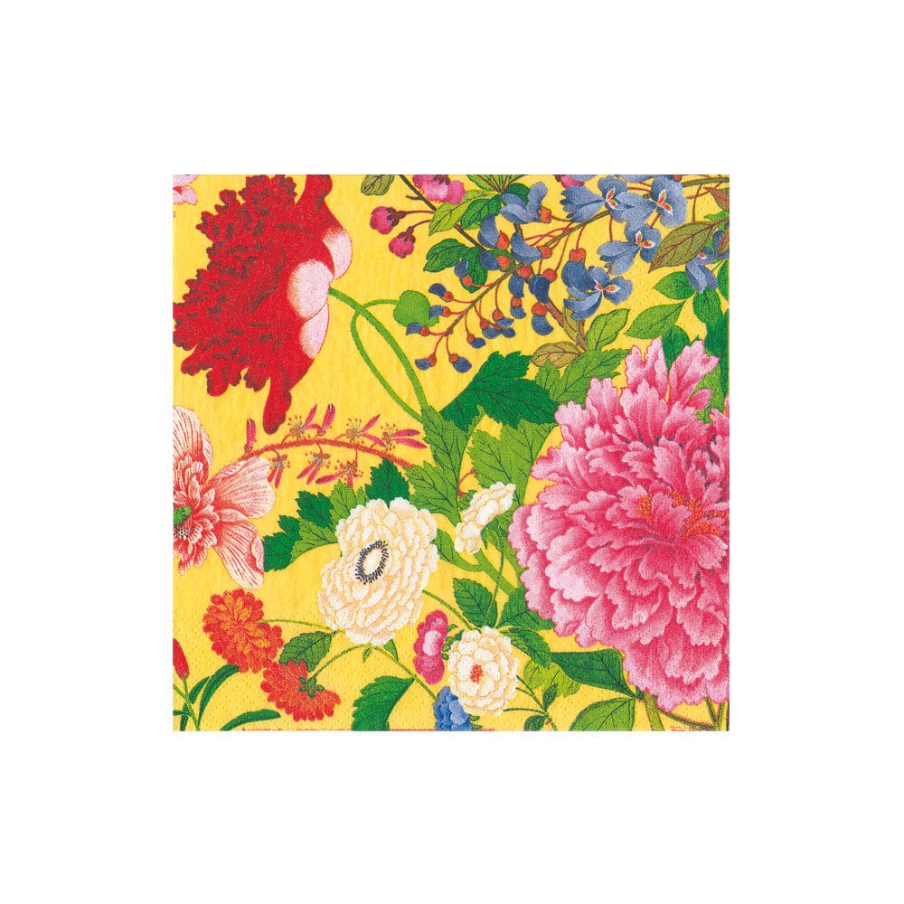 Caspari A Profusion of Flowers Cocktail Napkins, Yellow