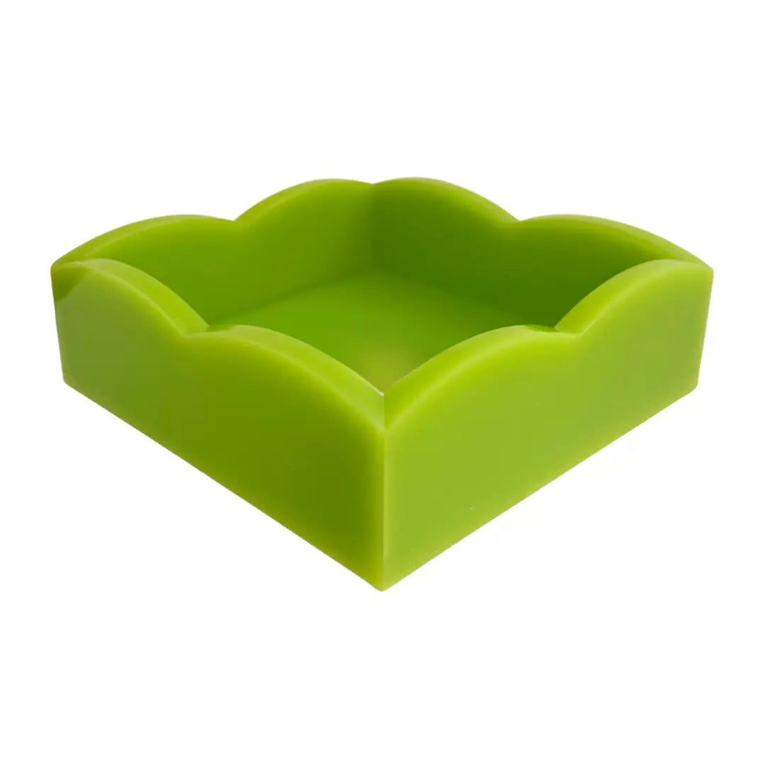 Palm Acrylic Scalloped Cocktail Napkin Holder, Green