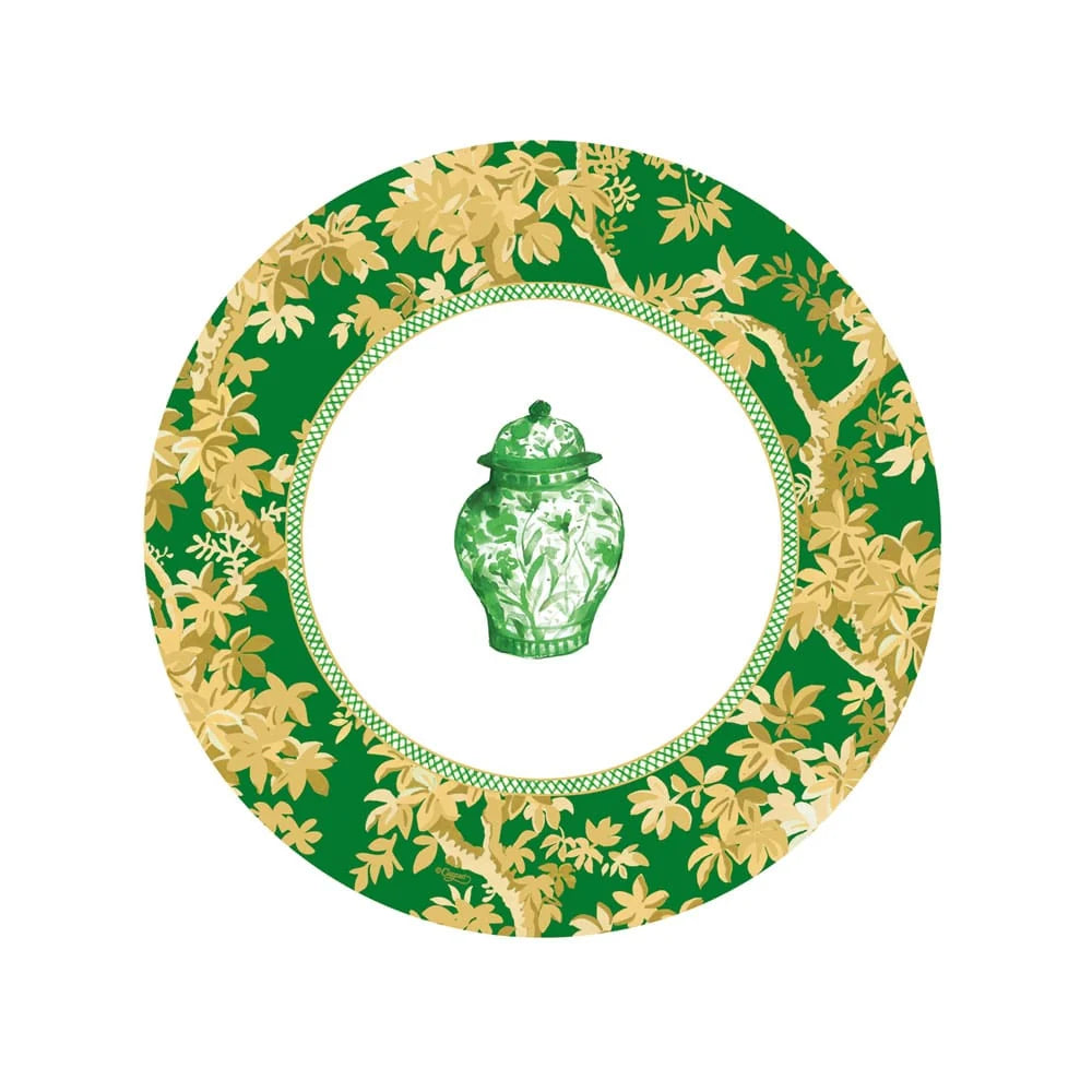 Caspari Ginger Jars Dark Green Salad/Dessert Plates