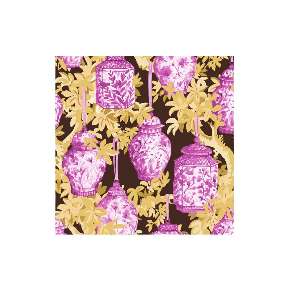 Caspari Ginger Jars Plum/Chocolate Cocktail Napkins