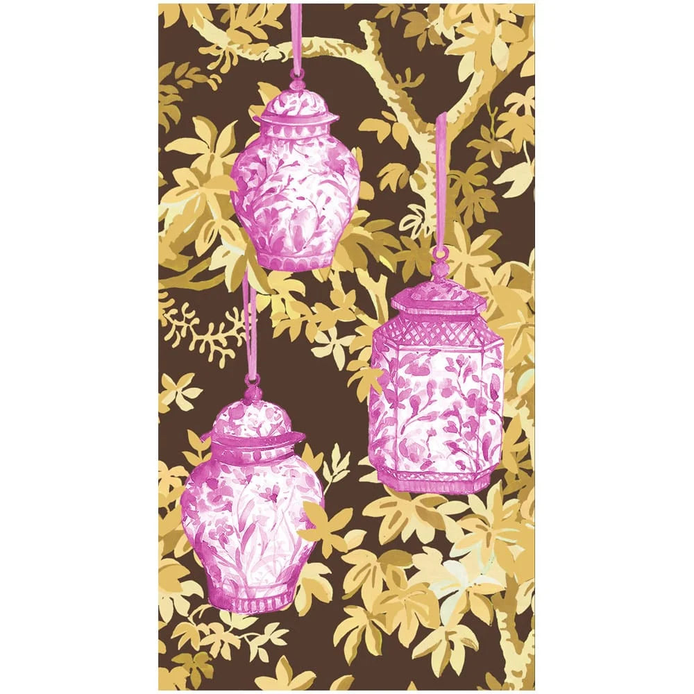 Caspari Ginger Jars Plum/Chocolate Guest Towel Napkins