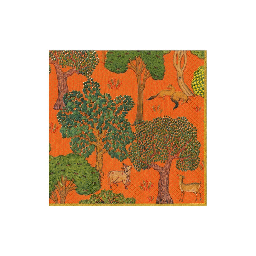 Caspari Arcadian Forest Orange Cocktail Napkins