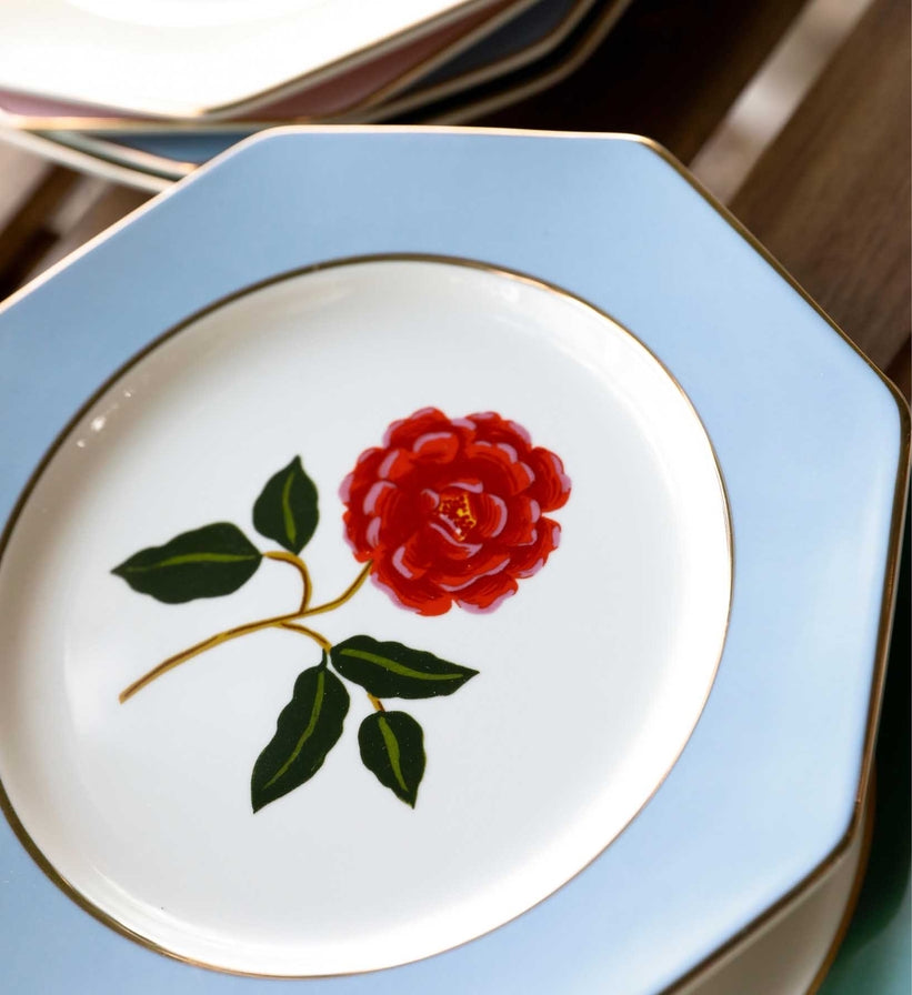Roses Porcelain Dessert Plate Set