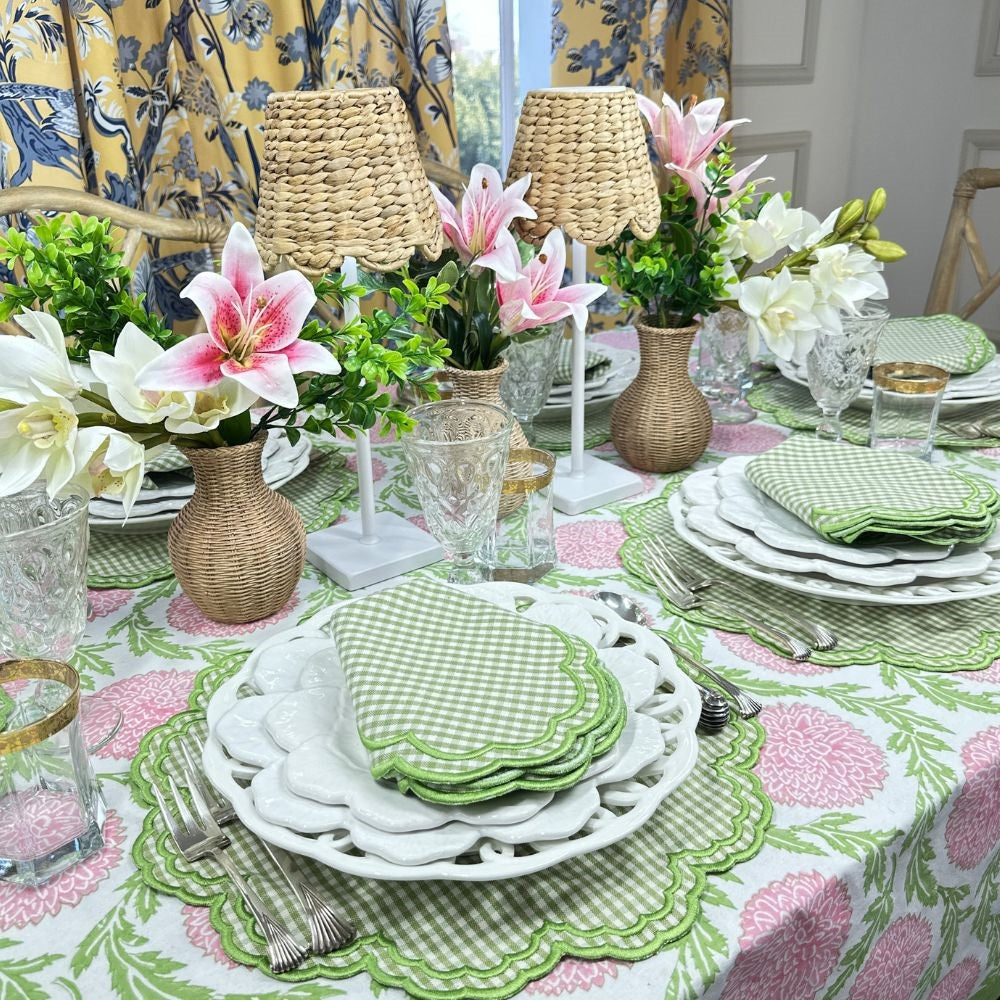 Bettina Light Green Gingham Napkins, Set of 4
