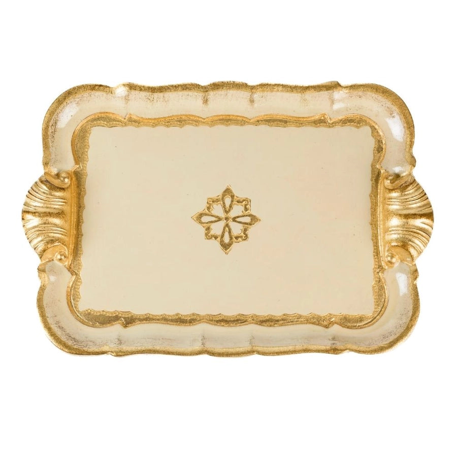 Florentino Baroque Wooden Tray, Taupe