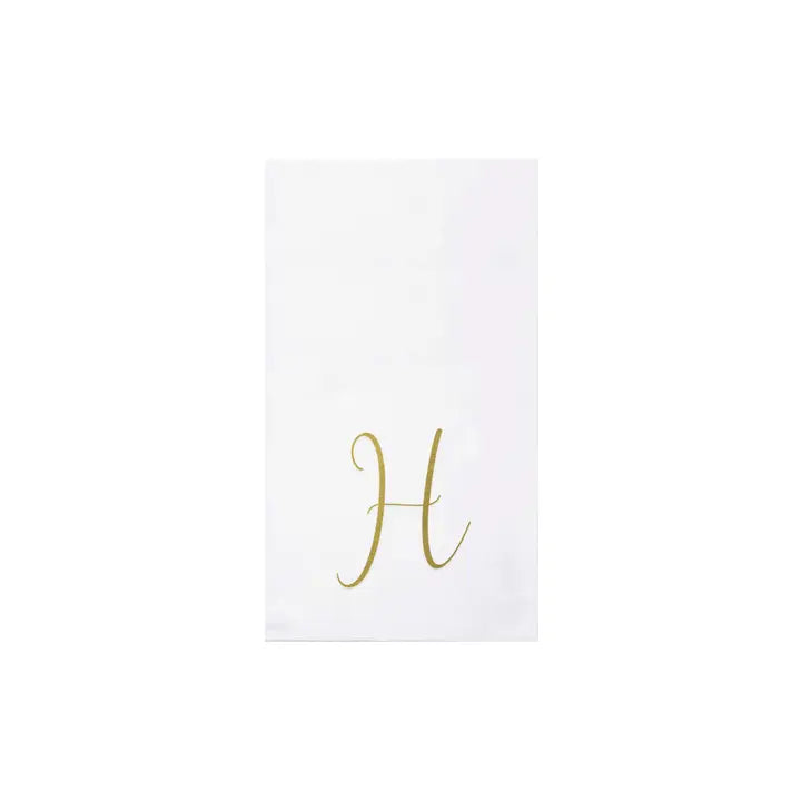 Vietri Papersoft Gold Monogram Guest Towel Napkins, H