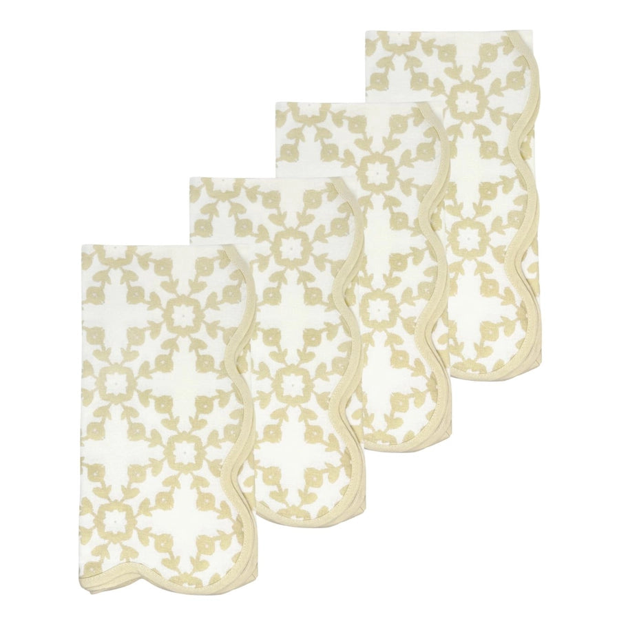 Highlands Beige Scalloped Dinner Napkins, Set of 4