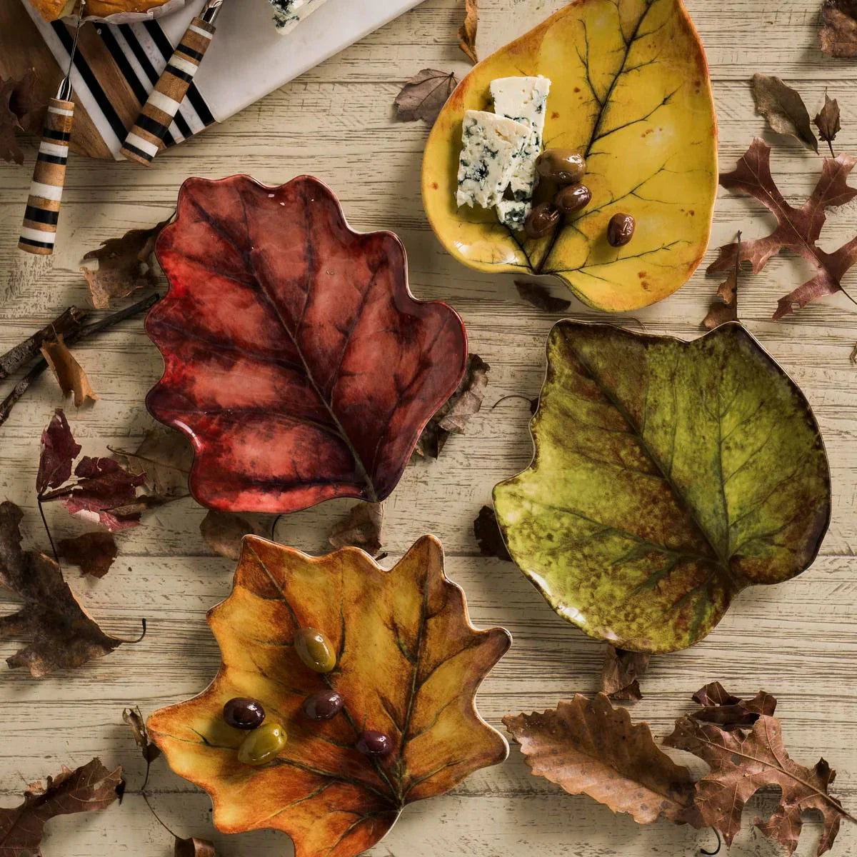 Juliska Forest Walk Leaf Assorted Plates, Set of 4