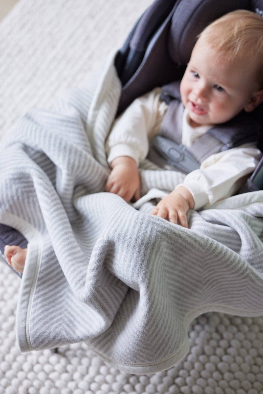 Harborview Herringbone Light Grey Blanket, Original