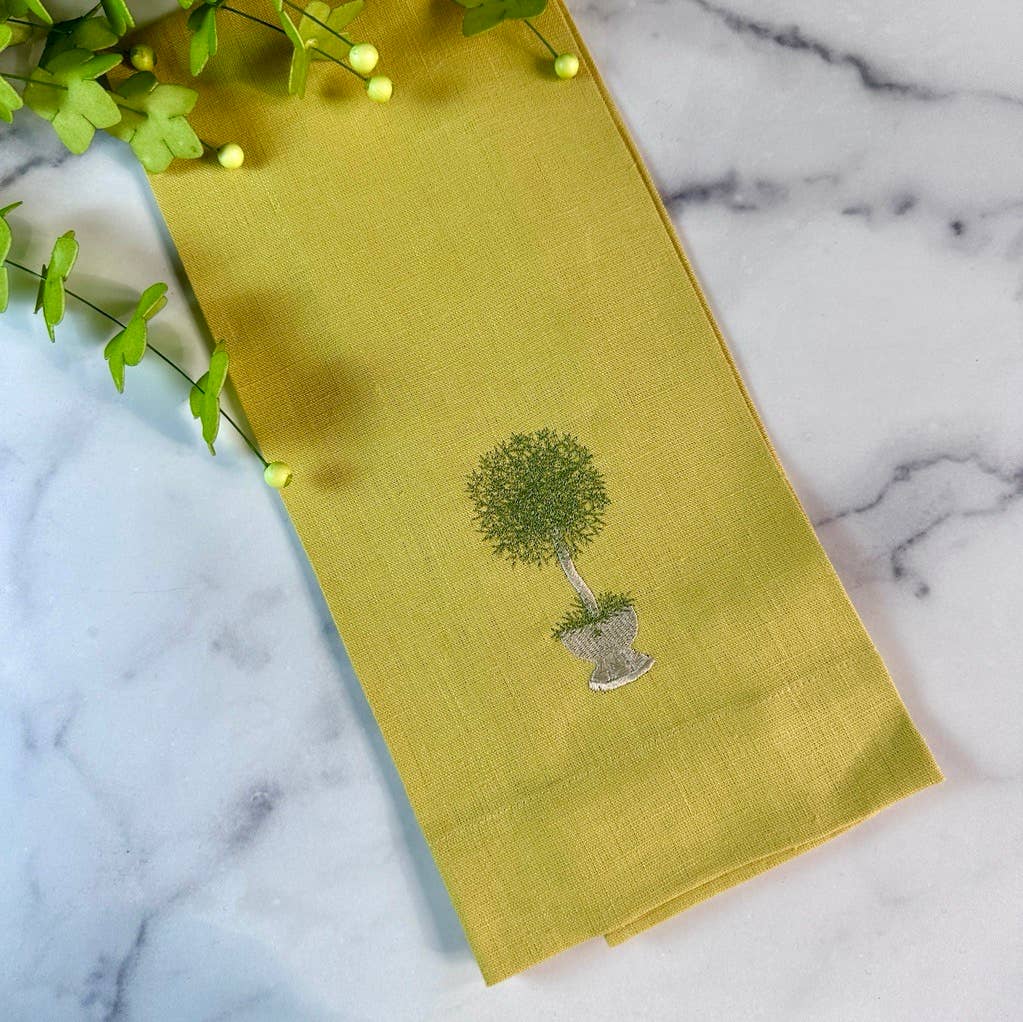 Herb Topiary Linen Tea Towel
