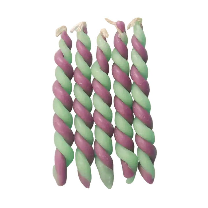 Violet Vines Twisted Beeswax Candles, Set of 5