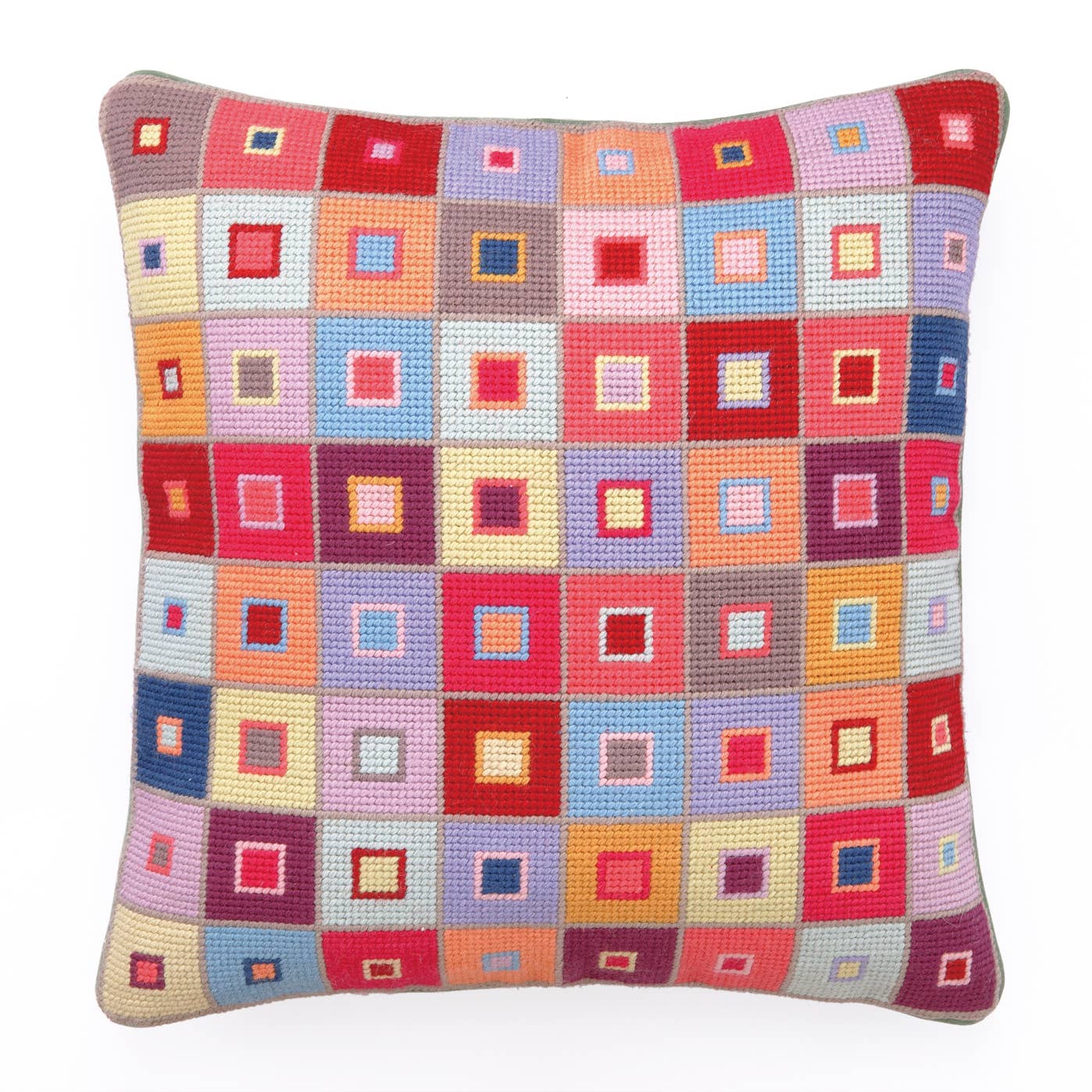 Squared Away Needlepoint Pillow