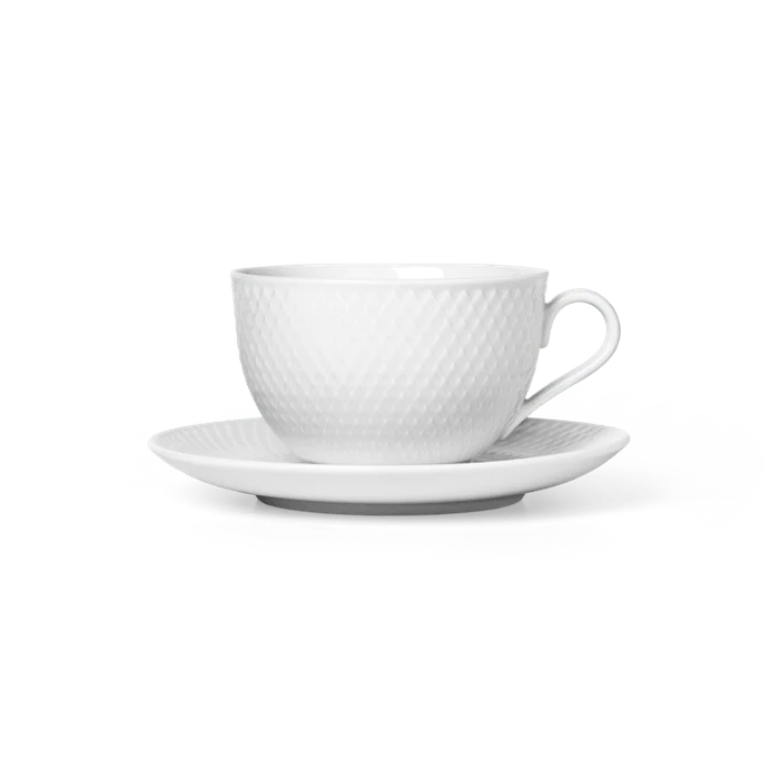 White Porcelain Teacup with Saucer, Large