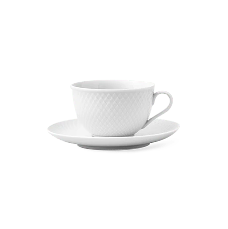 White Porcelain Teacup with Saucer, Medium