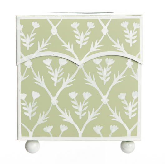 Emmaline Tulip Tissue Holder, Pale Green & White
