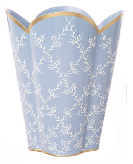 Sandrine Trellis Leaf Wastepaper Basket, Periwinkle