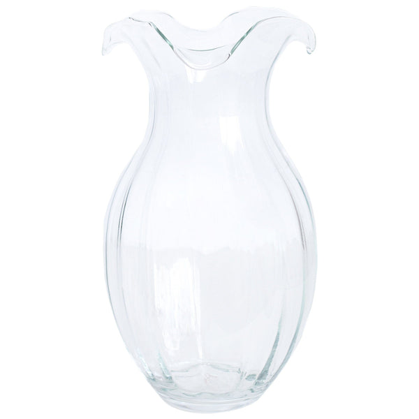 Vietri Hibiscus Glass Vertical Fluted Large Vase, Clear