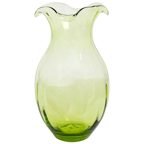 Vietri Hibiscus Glass Vertical Fluted Large Vase, Green