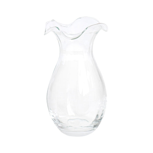Vietri Hibiscus Glass Vertical Fluted Small Vase, Clear