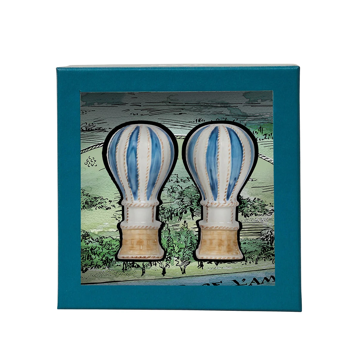 Juliska L'Amour Toujours Hot Air Balloon Salt and Pepper Shakers, Set of 2, Chambray