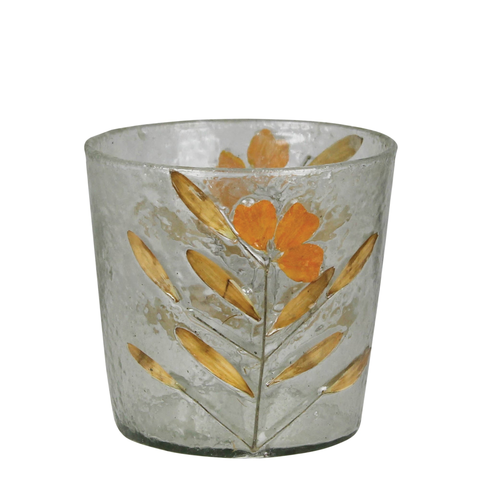 Sunset Blooms Enameled Glass Hurricane Medium - Thumbnail 2