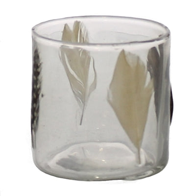 Feathers Enameled Glass Hurricane, Small