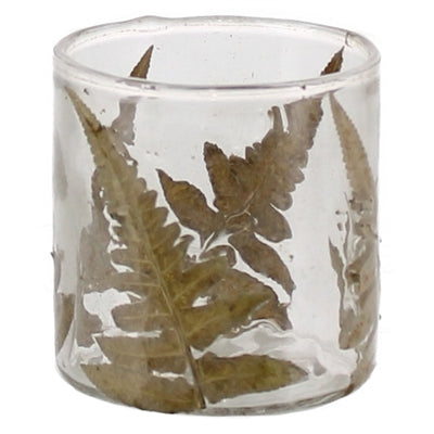 Fronds Enameled Glass Hurricane, Small