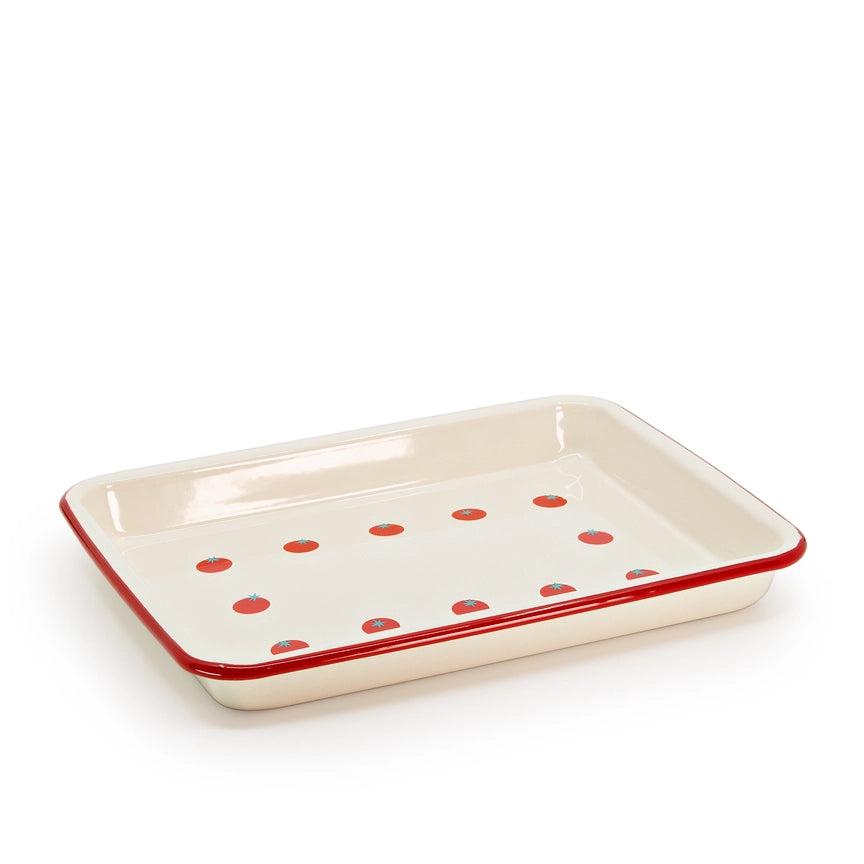 Dan Pelosi X CCH Tomato Small Rectangle Tray, Red Rim