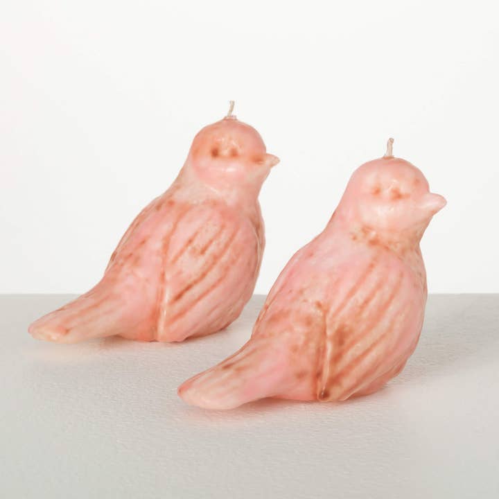 Pink Bird Candles, Set of 2