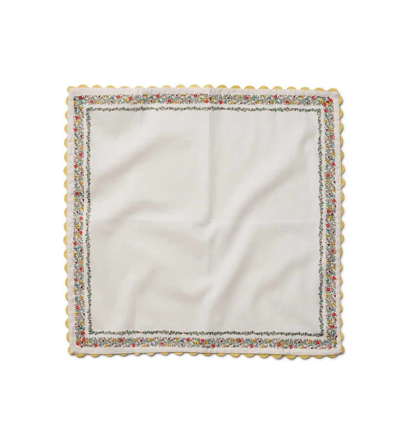 Rosette Stripe Embroidered Cotton Napkins, Set of 4