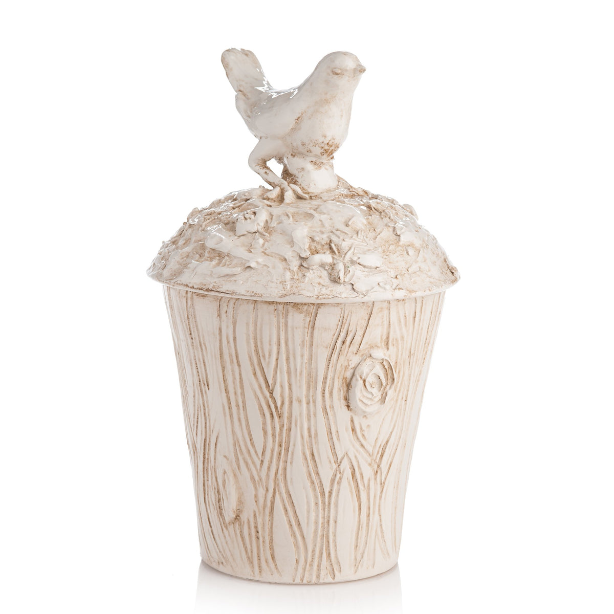 Tweet Faux Bois Lidded Pot