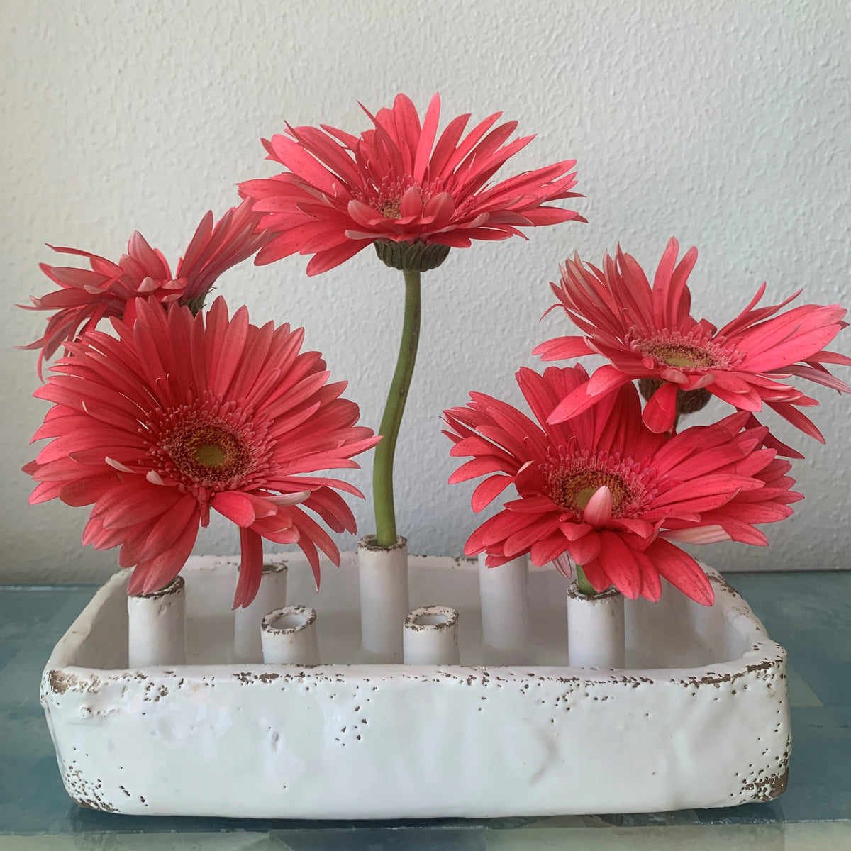 Maggie Ceramic White Flower Arranger, Multi Sizes