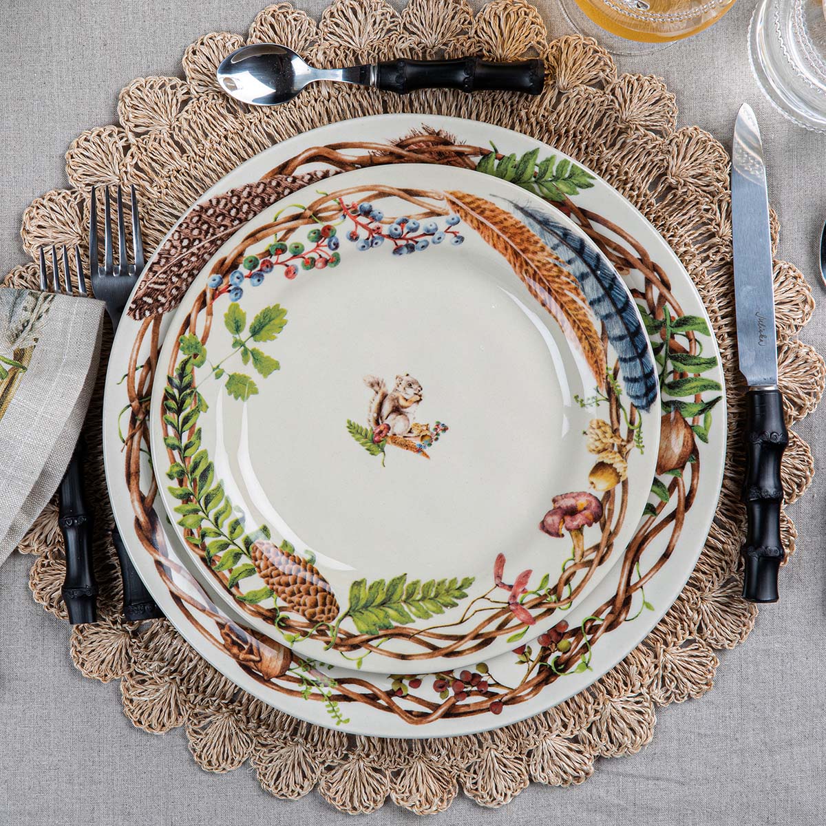 Juliska Forest Walk Animal Dessert/Salad Assorted Plates, Set of 4