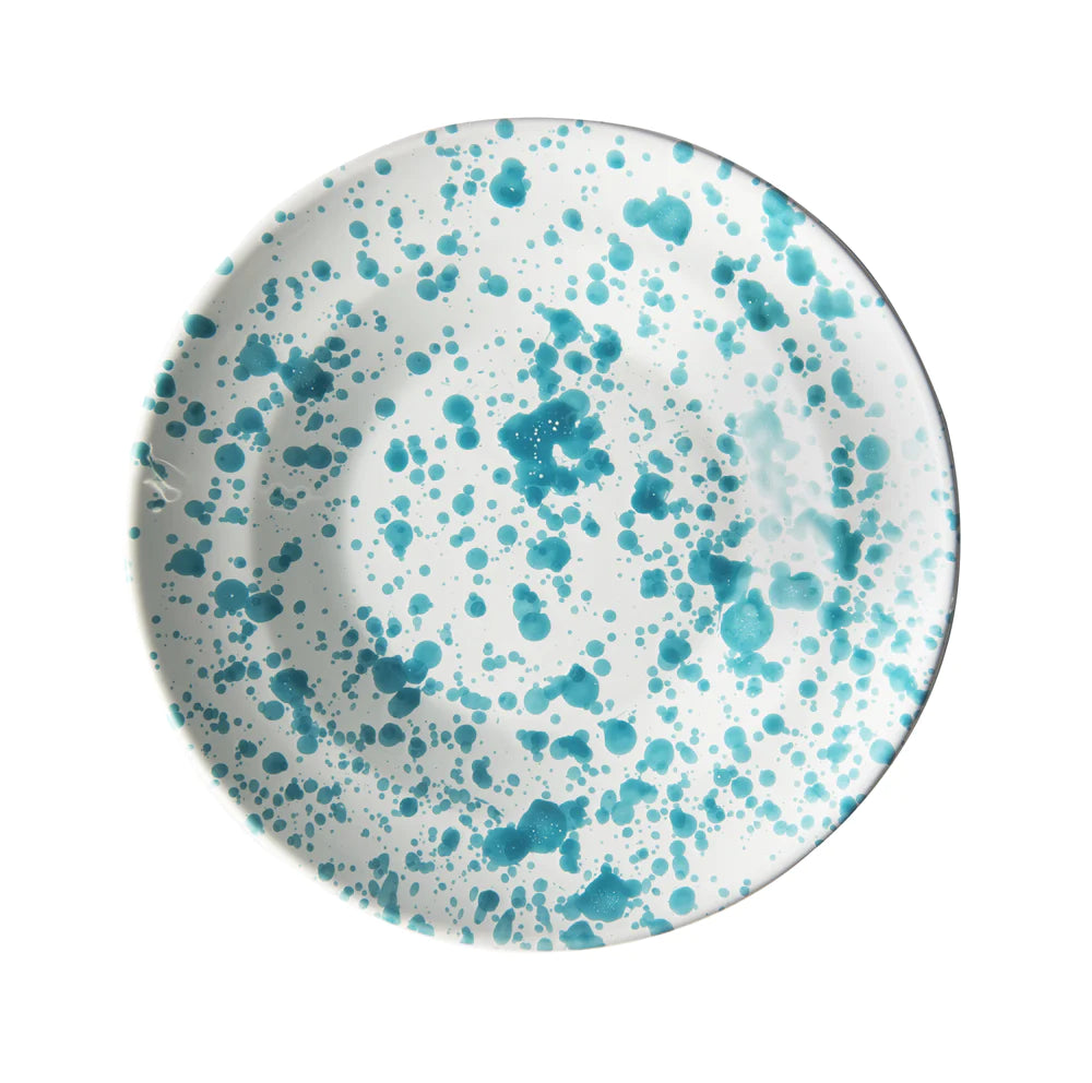 Turquoise and White Speckled Soup Bowl