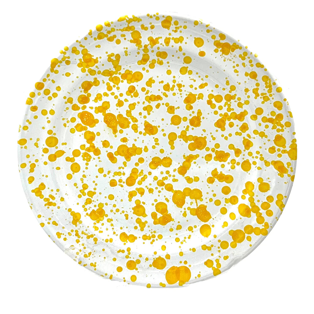 Yellow and White Speckled Dinner Plate