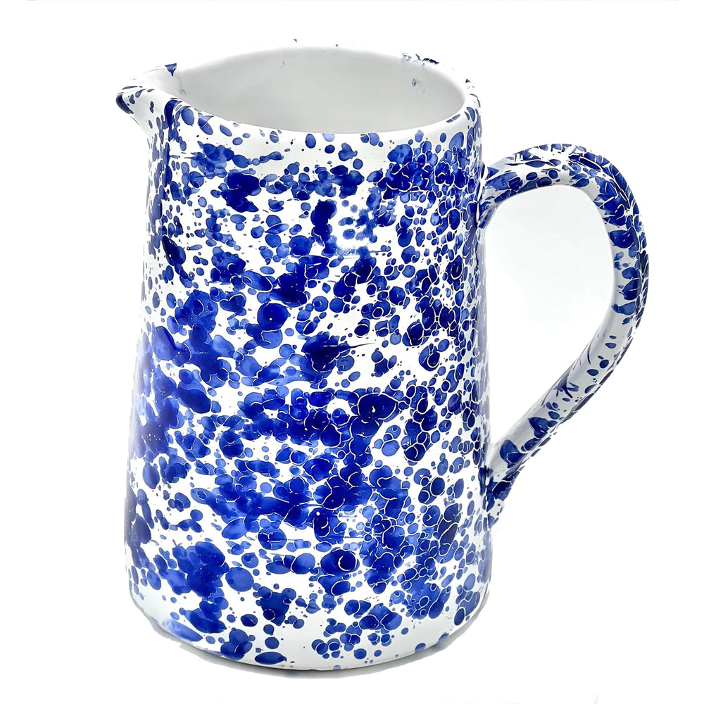 Cobalt and White Speckled Pitcher