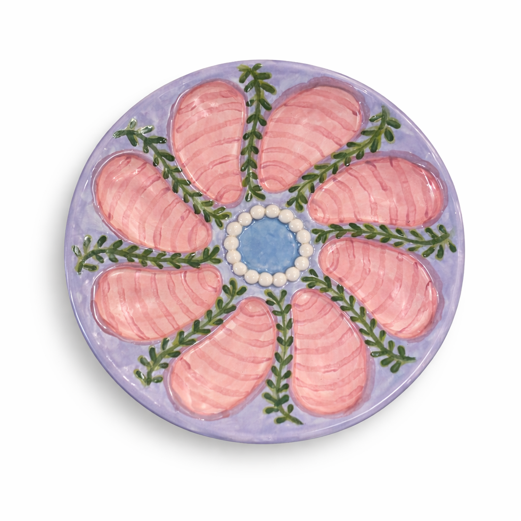 Hand-Painted Oyster Plate, Ava Lavender