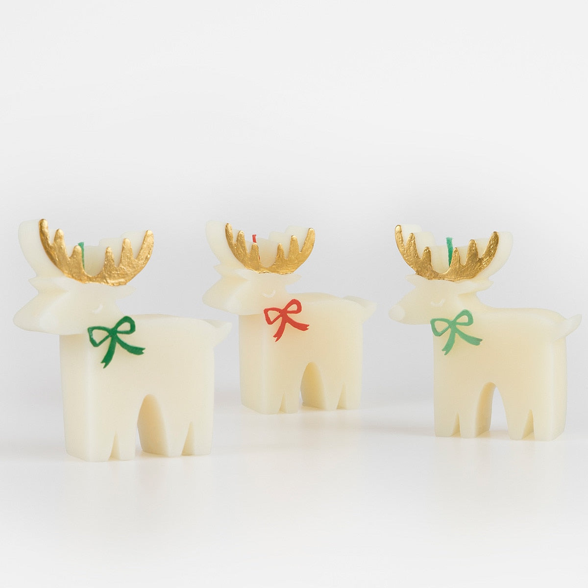 Reindeer with Bow Candles, Set of 3