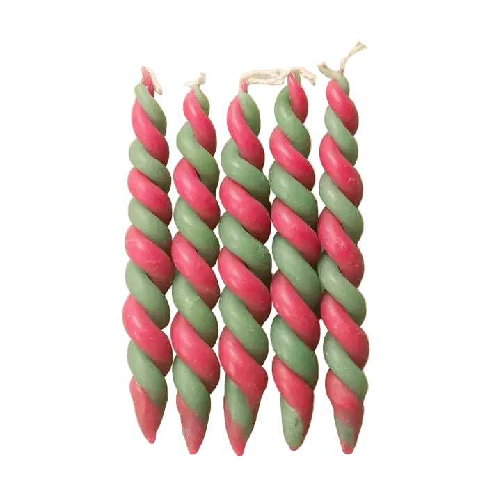 Forest Berry Twisted Beeswax Candles, Set of 5