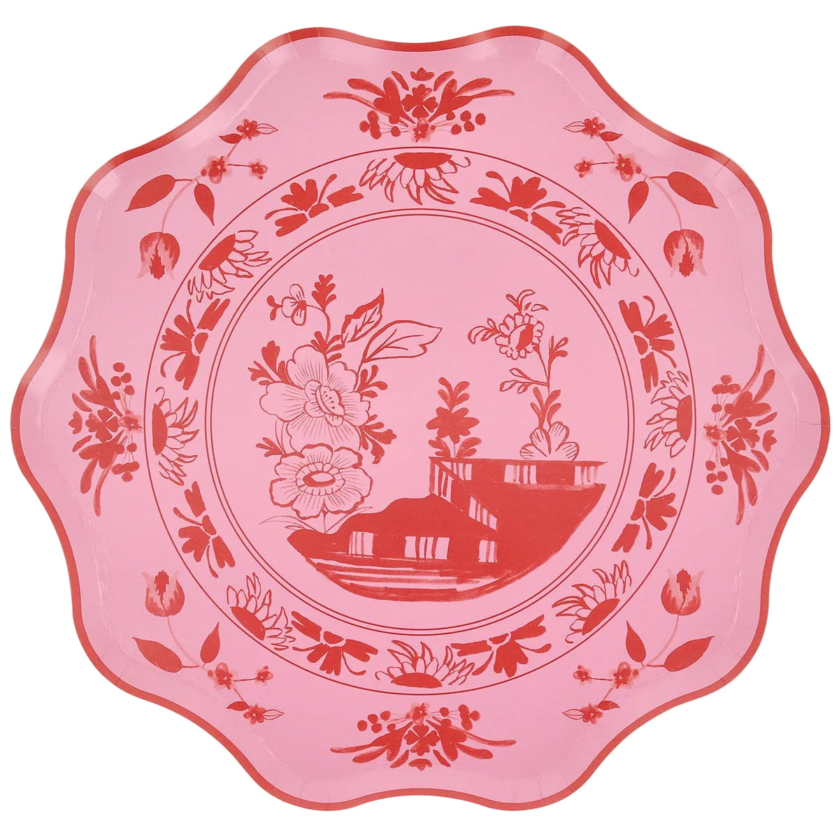 Pink Vintage Botanical Paper Dinner Plates