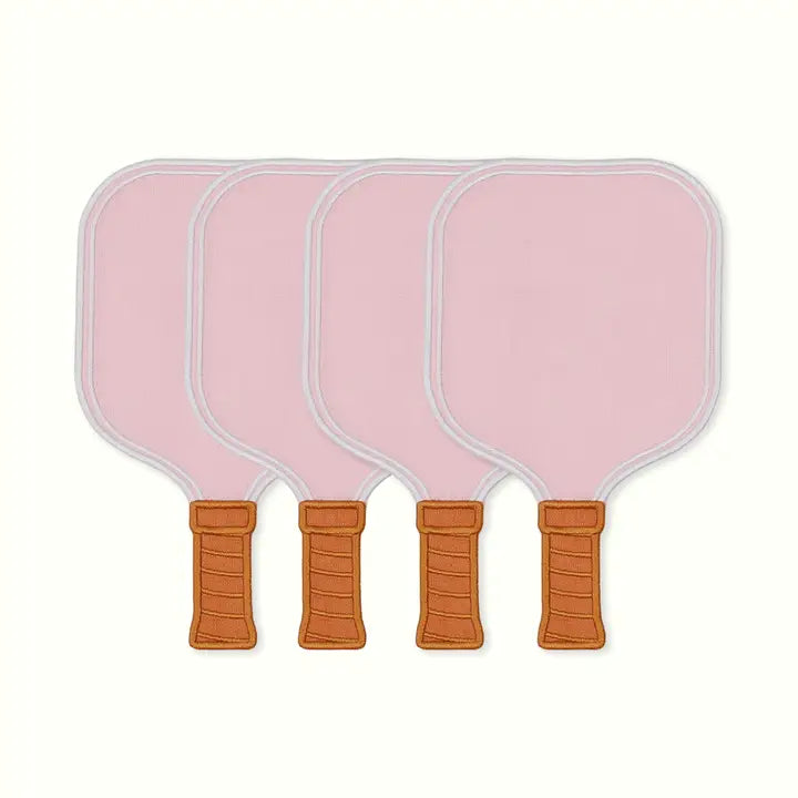 Pink Pickleball Paddle Linen Cocktail Napkins, Set of 4