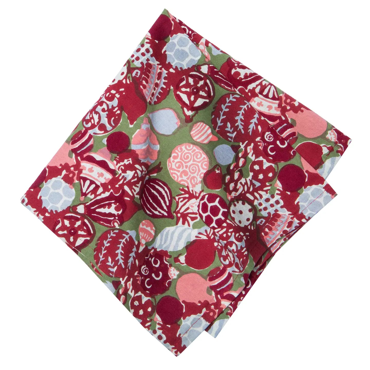 Ornaments Green & Red Napkins, Set of 4