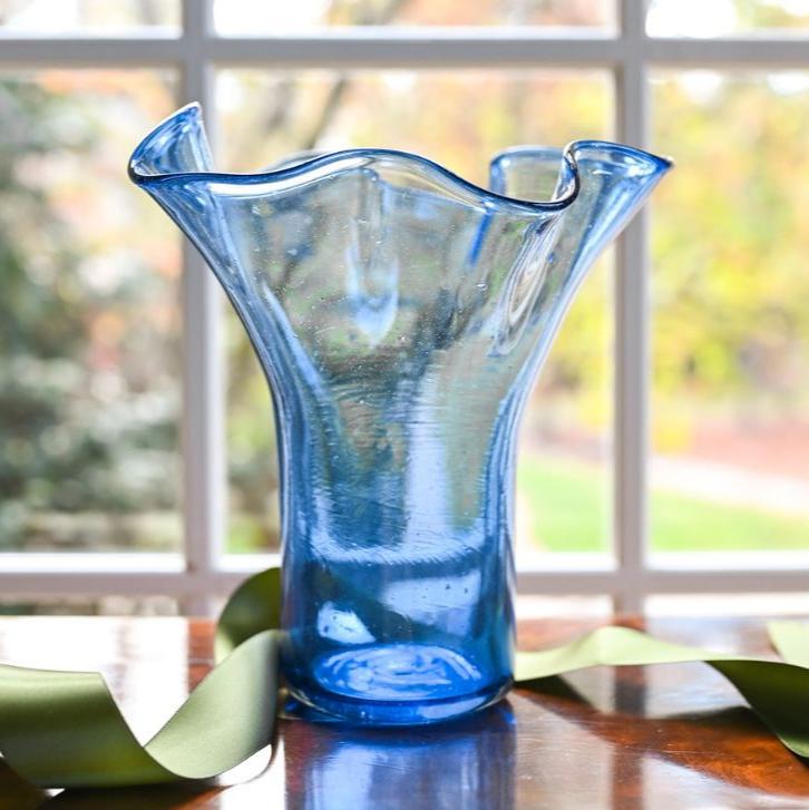 Lettuce Leaf Vase, Blue