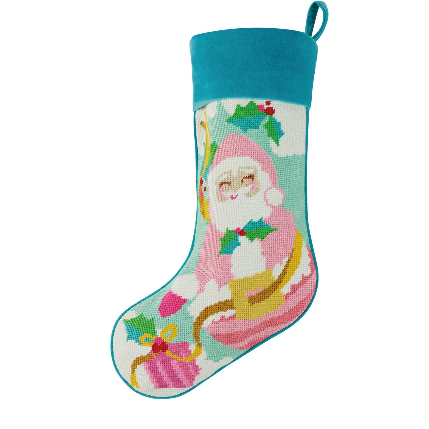 Poppy Claus Needlepoint Stocking