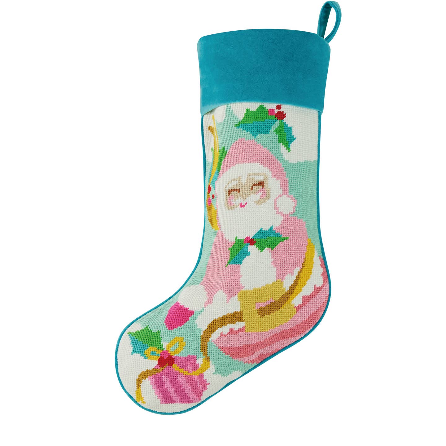 Poppy Santa Needlepoint Stocking