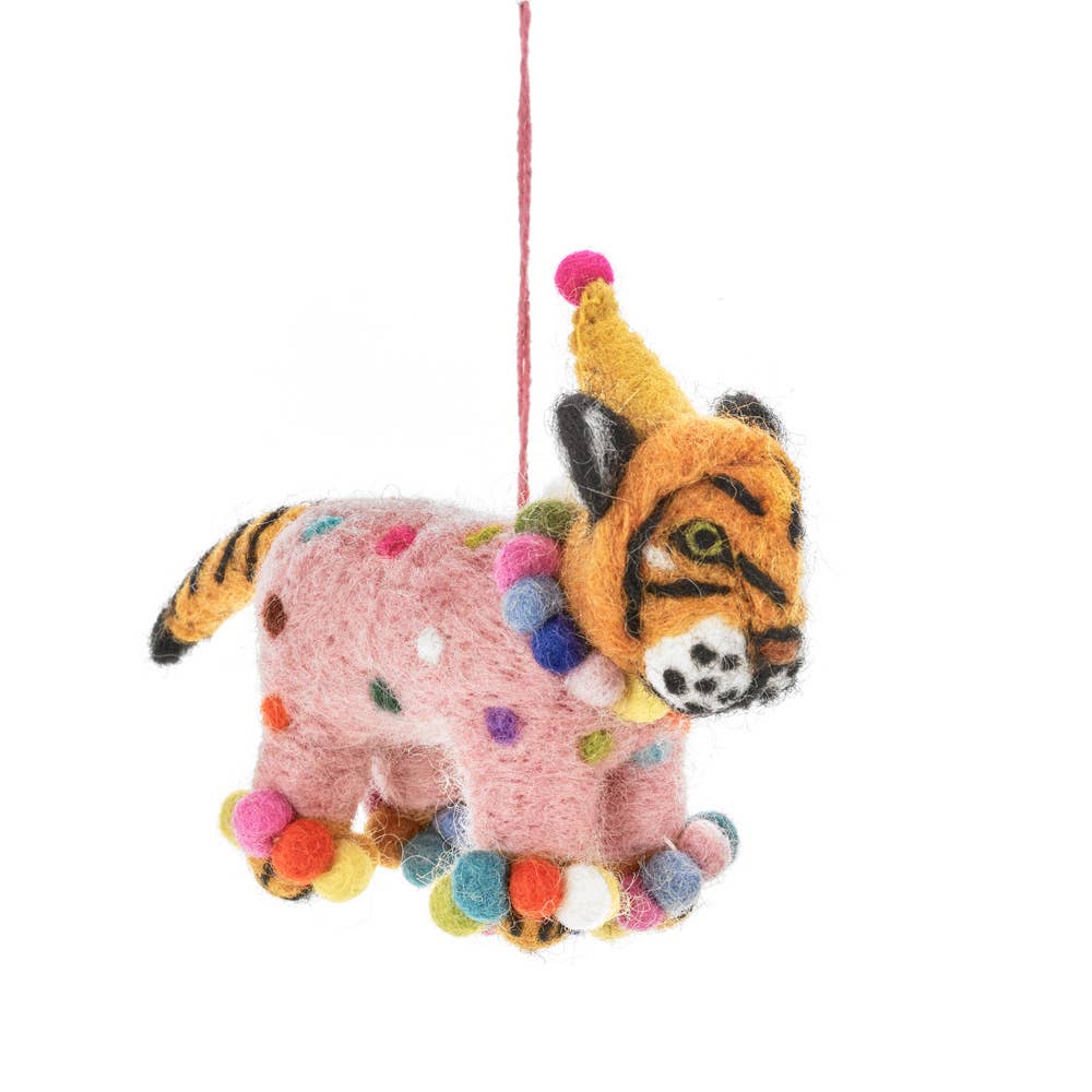Festive Felix the Tiger Felt Ornament