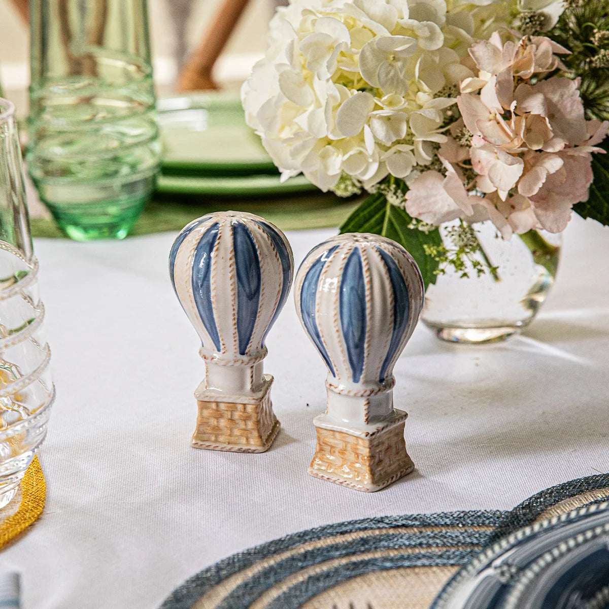Juliska L'Amour Toujours Hot Air Balloon Salt and Pepper Shakers, Set of 2, Chambray