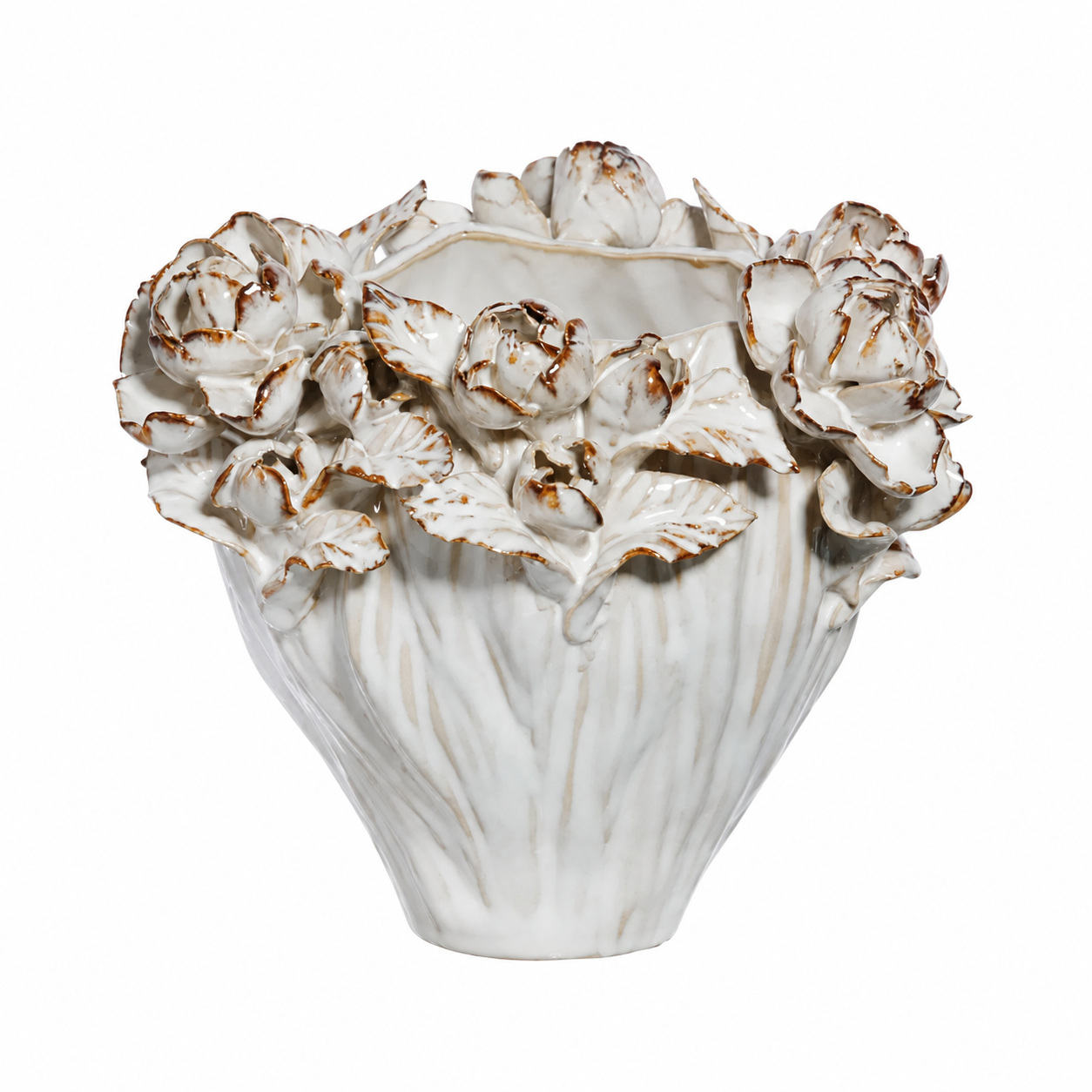 Organic Floral Planter, White